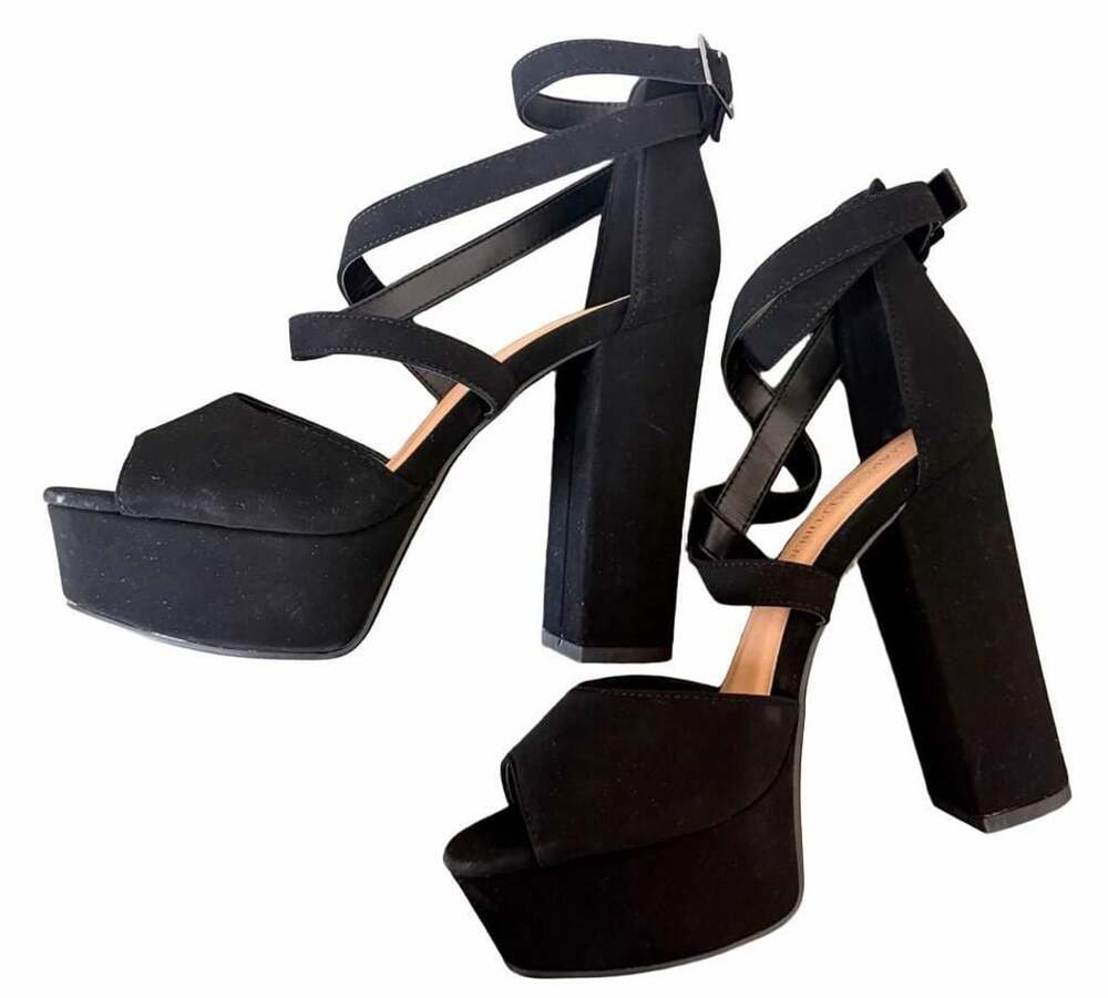 Marc Republic Platform High Heel Sandals Black Suede